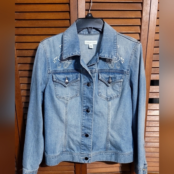 Coldwater Creek Jackets & Blazers - Coldwater Creek Blue Jean Jacket with Embroidery